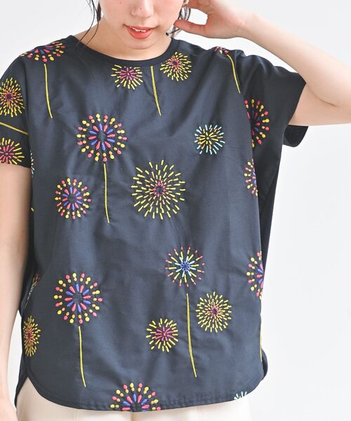 rps（アールピーエス）の「前身布帛刺繍切替カットプルオーバー（Tシャツ/カットソー・レディース・ライトグレー/ネイビー/オフホワイト/ホワイト系その他2・M）」の8枚目の写真
