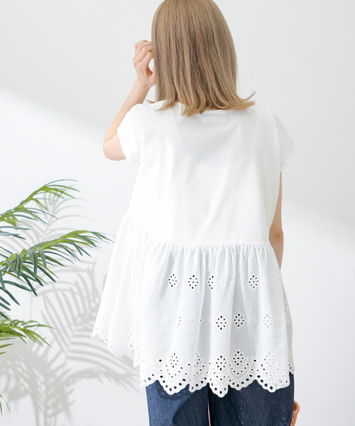 URBAN RESEARCH Sonny Label（アーバンリサーチサニーレーベル）の「コットンレースドッキングカットプルオーバー（Tシャツ/カットソー・レディース・ブラック/ミント/オフホワイト・FREE）」の17枚目の写真