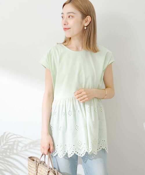 URBAN RESEARCH Sonny Label（アーバンリサーチサニーレーベル）の「コットンレースドッキングカットプルオーバー（Tシャツ/カットソー・レディース・ブラック/ミント/オフホワイト・FREE）」の10枚目の写真