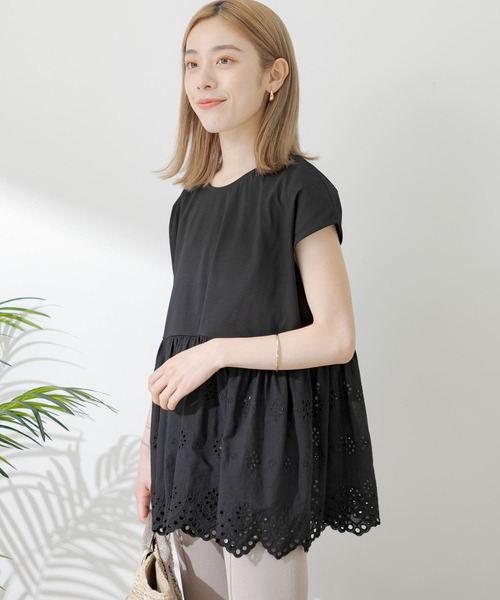 URBAN RESEARCH Sonny Label（アーバンリサーチサニーレーベル）の「コットンレースドッキングカットプルオーバー（Tシャツ/カットソー・レディース・ブラック/ミント/オフホワイト・FREE）」の15枚目の写真