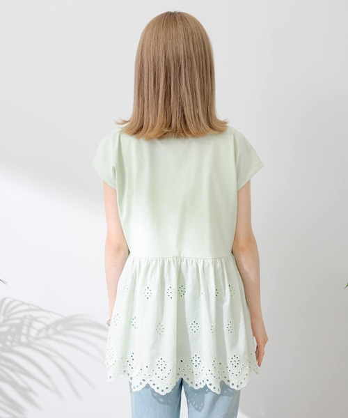 URBAN RESEARCH Sonny Label（アーバンリサーチサニーレーベル）の「コットンレースドッキングカットプルオーバー（Tシャツ/カットソー・レディース・ブラック/ミント/オフホワイト・FREE）」の7枚目の写真