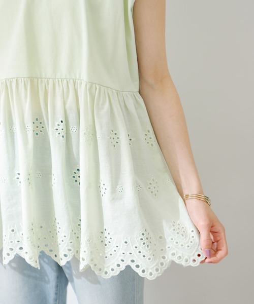 URBAN RESEARCH Sonny Label（アーバンリサーチサニーレーベル）の「コットンレースドッキングカットプルオーバー（Tシャツ/カットソー・レディース・ブラック/ミント/オフホワイト・FREE）」の16枚目の写真