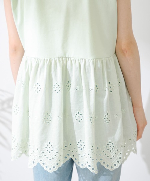 URBAN RESEARCH Sonny Label（アーバンリサーチサニーレーベル）の「コットンレースドッキングカットプルオーバー（Tシャツ/カットソー・レディース・ブラック/ミント/オフホワイト・FREE）」の20枚目の写真