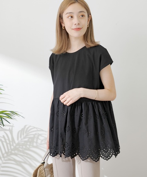 URBAN RESEARCH Sonny Label（アーバンリサーチサニーレーベル）の「コットンレースドッキングカットプルオーバー（Tシャツ/カットソー・レディース・ブラック/ミント/オフホワイト・FREE）」の3枚目の写真