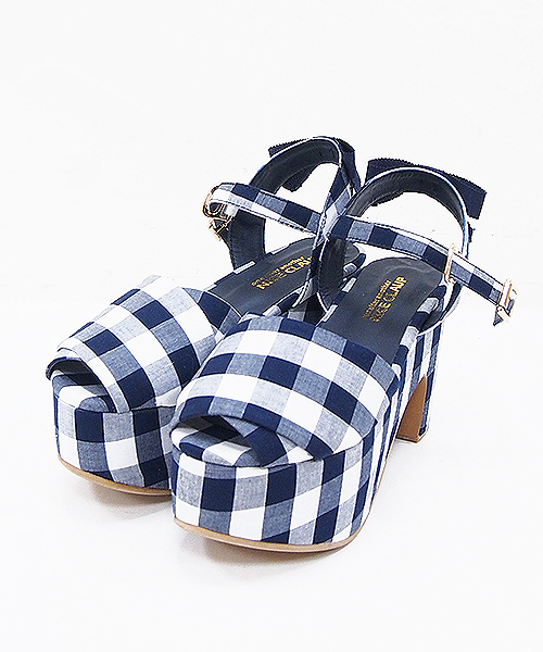 one after another NICE CLAUP（ワンアフターアナザーナイスクラップ）の「【mer8月号掲載 ナイスクラップ】厚底リボンサンダル（サンダル・レディース・チェック/ピンクベージュ/ネイビー・SMALL/MEDIUM/LARGE）」の3枚目の写真