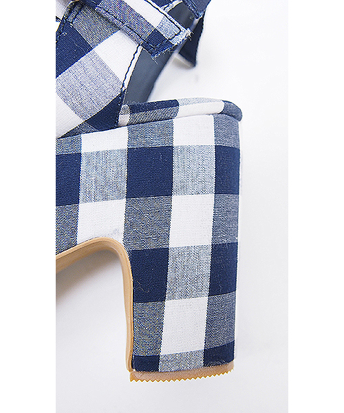 one after another NICE CLAUP（ワンアフターアナザーナイスクラップ）の「【mer8月号掲載 ナイスクラップ】厚底リボンサンダル（サンダル・レディース・チェック/ピンクベージュ/ネイビー・SMALL/MEDIUM/LARGE）」の7枚目の写真