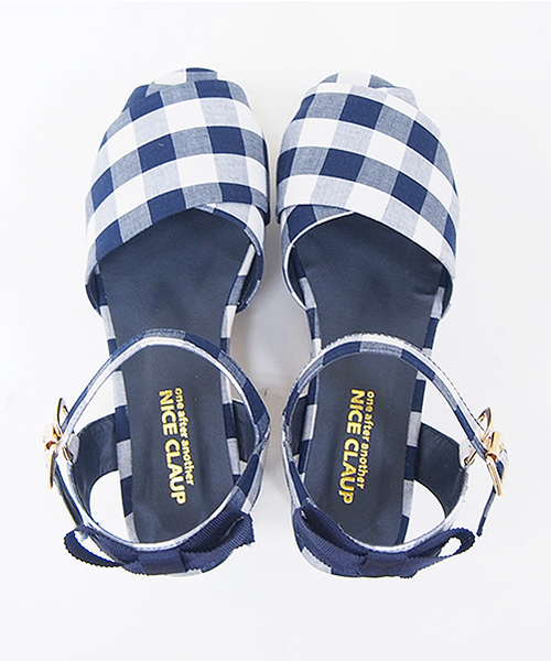one after another NICE CLAUP（ワンアフターアナザーナイスクラップ）の「【mer8月号掲載 ナイスクラップ】厚底リボンサンダル（サンダル・レディース・チェック/ピンクベージュ/ネイビー・SMALL/MEDIUM/LARGE）」の8枚目の写真