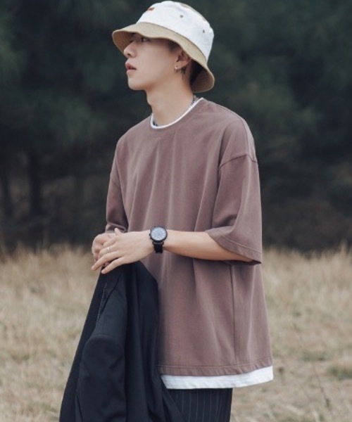 Bz Lange フェイクレイヤードルーズシルエットtシャツ 韓国ファッション 韓国系 Tシャツ カットソー Archiver アーカイバ の ファッション通販 Zozotown