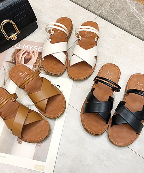 Doula Doula(ドゥーラドゥーラ)の「フラットクロスサンダル(サンダル・レディース・ブラック/ブラウン/アイボリー・S/M/L)」の9枚目の写真