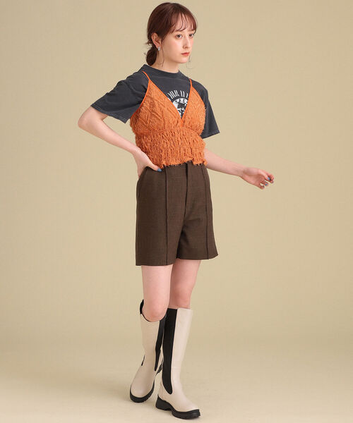 Ray BEAMS（レイビームス）の「Ray BEAMS / フリンジ Vネック キャミ（キャミソール・レディース・ブラック/オレンジ・1/0）」の10枚目の写真