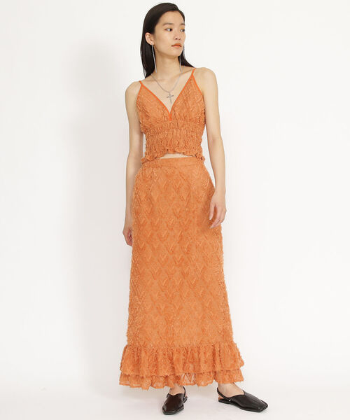 Ray BEAMS（レイビームス）の「Ray BEAMS / フリンジ Vネック キャミ（キャミソール・レディース・ブラック/オレンジ・1/0）」の19枚目の写真