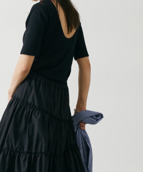 Shelly island（シェリーアイランド）の「カップ付きバックオープンTシャツ（Tシャツ/カットソー・レディース・ホワイト/ブラック・FREE）」の20枚目の写真