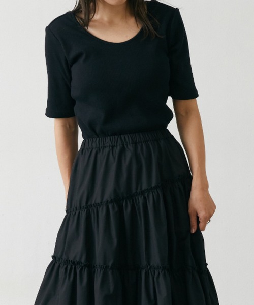 Shelly island（シェリーアイランド）の「カップ付きバックオープンTシャツ（Tシャツ/カットソー・レディース・ホワイト/ブラック・FREE）」の21枚目の写真