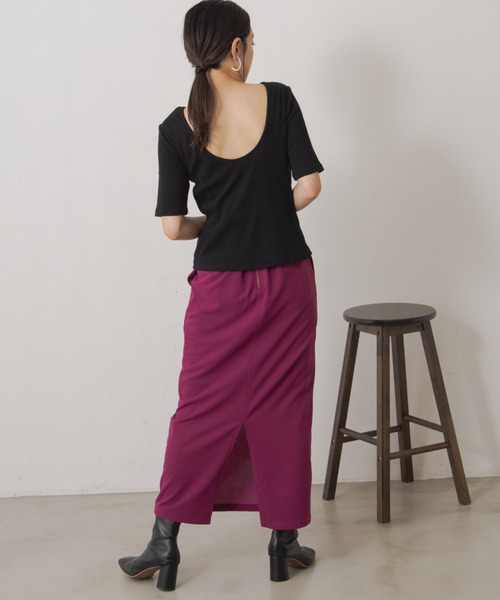 Shelly island（シェリーアイランド）の「カップ付きバックオープンTシャツ（Tシャツ/カットソー・レディース・ホワイト/ブラック・FREE）」の19枚目の写真