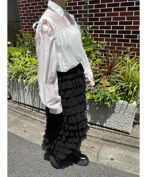 WC（ダブル シー）の「2WAY肩開きシアービッグシャツ（シャツ/ブラウス・レディース・ホワイト/オレンジ/ブルー/グリーン・FREE）」の6枚目の写真