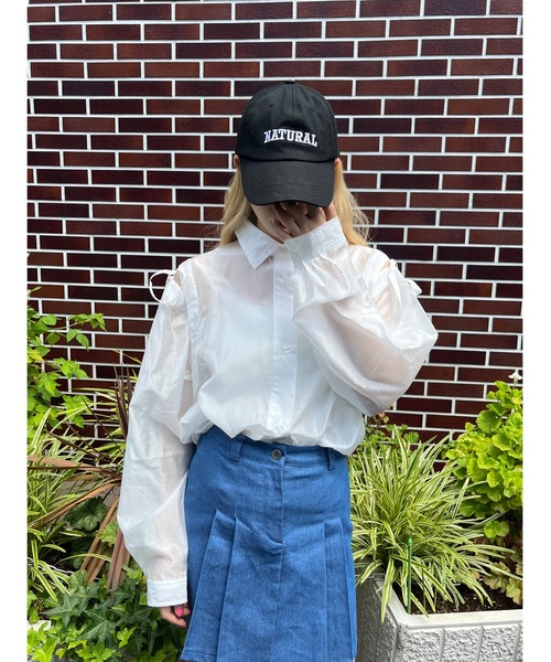 WC（ダブル シー）の「2WAY肩開きシアービッグシャツ（シャツ/ブラウス・レディース・ホワイト/オレンジ/ブルー/グリーン・FREE）」の8枚目の写真