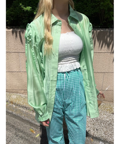 WC（ダブル シー）の「2WAY肩開きシアービッグシャツ（シャツ/ブラウス・レディース・ホワイト/オレンジ/ブルー/グリーン・FREE）」の14枚目の写真