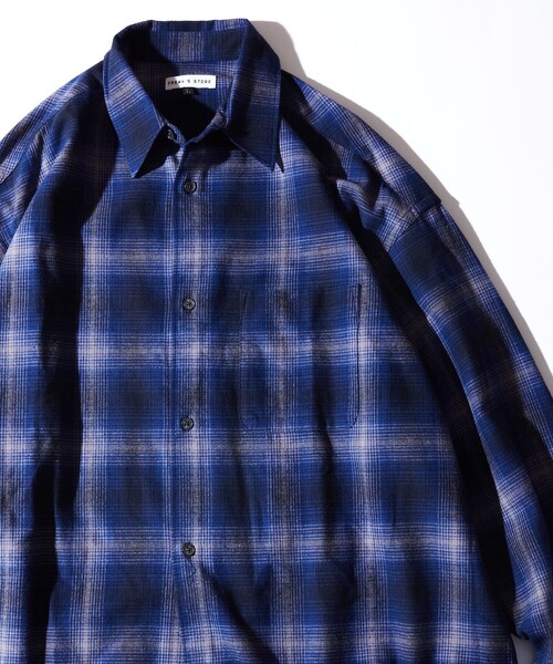 FREAK'S STORE（フリークスストア）の「WEB限定 Relax Fit リラックスフィット オンブレチェック ネルシャツ/ビッグシルエット（シャツ/ブラウス・メンズ・ブラック/ネイビー/オリーブ・SMALL/LARGE/MEDIUM）」の11枚目の写真