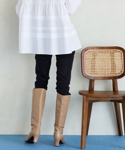 Pierrot（ピエロ）の「ジップレススクエアトゥロングブーツ（ブーツ・レディース・ブラック/ブラウン/ベージュ・S/M/L/LL）」の8枚目の写真