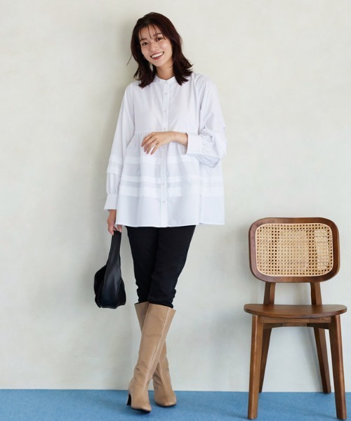 Pierrot（ピエロ）の「ジップレススクエアトゥロングブーツ（ブーツ・レディース・ブラック/ブラウン/ベージュ・S/M/L/LL）」の4枚目の写真