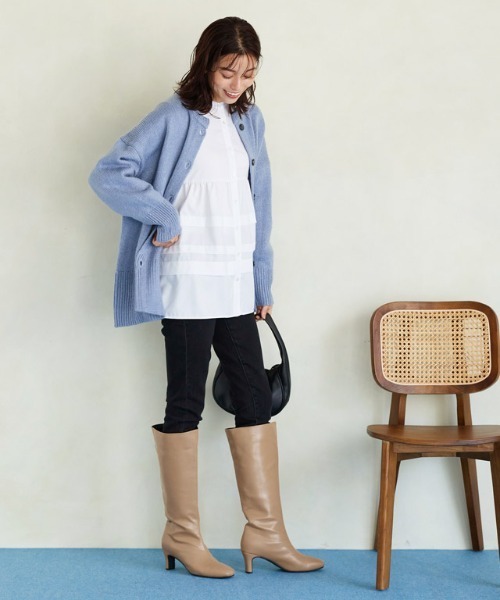 Pierrot（ピエロ）の「ジップレススクエアトゥロングブーツ（ブーツ・レディース・ブラック/ブラウン/ベージュ・S/M/L/LL）」の12枚目の写真