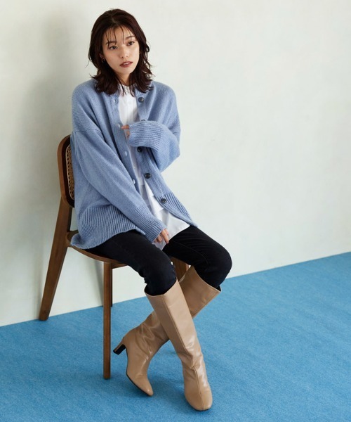 Pierrot（ピエロ）の「ジップレススクエアトゥロングブーツ（ブーツ・レディース・ブラック/ブラウン/ベージュ・S/M/L/LL）」の14枚目の写真