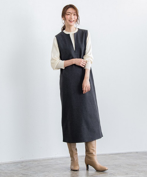 Pierrot（ピエロ）の「ジップレススクエアトゥロングブーツ（ブーツ・レディース・ブラック/ブラウン/ベージュ・S/M/L/LL）」の21枚目の写真