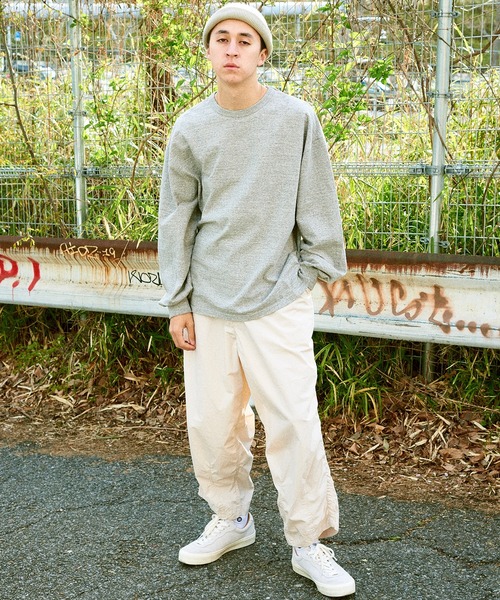 Universal Style Wear（ユニバーサルスタイルウェア）の「Universal Style Wear 尾州 ビシュウ ロンTee (MADE IN JAPAN)（Tシャツ/カットソー・メンズ・ブラック/オフホワイト/杢グレー・MEDIUM/LARGE/X-LARGE）」の15枚目の写真