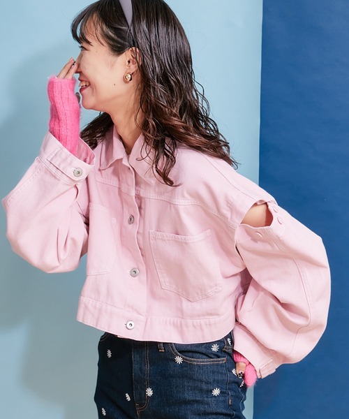 新品　24,200円　フェリーニ　ドロストリバーシブルショートジャケット　ピンク HELLO.SANFRANCISCO（ハローサンフランシスコ）の「【HELLO