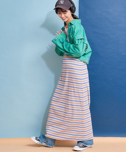 HELLO.SANFRANCISCO（ハローサンフランシスコ）の「【HELLO.SANFRANCISCO】カットアウトカラーショートジャケット（デニムジャケット・レディース・ピンク/オレンジ/グリーン・ONE SIZE）」の15枚目の写真