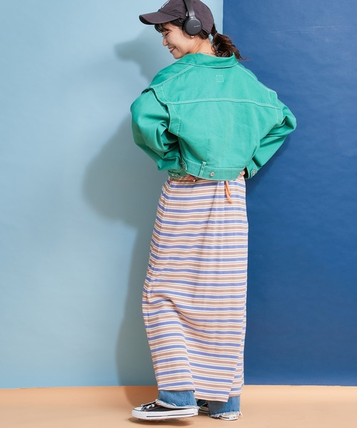 HELLO.SANFRANCISCO（ハローサンフランシスコ）の「【HELLO.SANFRANCISCO】カットアウトカラーショートジャケット（デニムジャケット・レディース・ピンク/オレンジ/グリーン・ONE SIZE）」の20枚目の写真