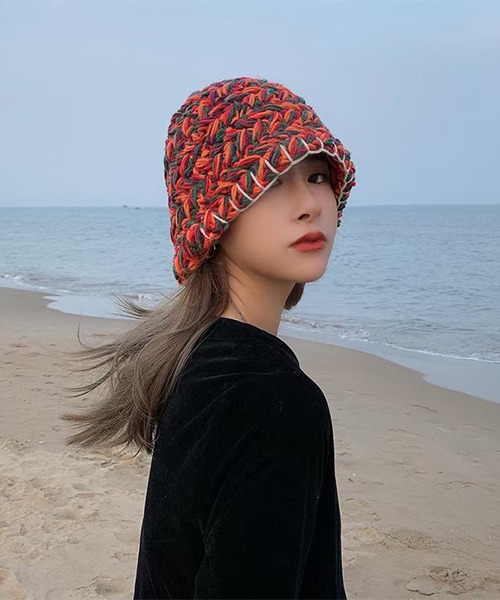 c.u.l（シーユーエル）の「ミックスカラー ニットバケットハット cula449（ハット・レディース・オレンジ系その他/ピンク系その他・FREE）」の5枚目の写真
