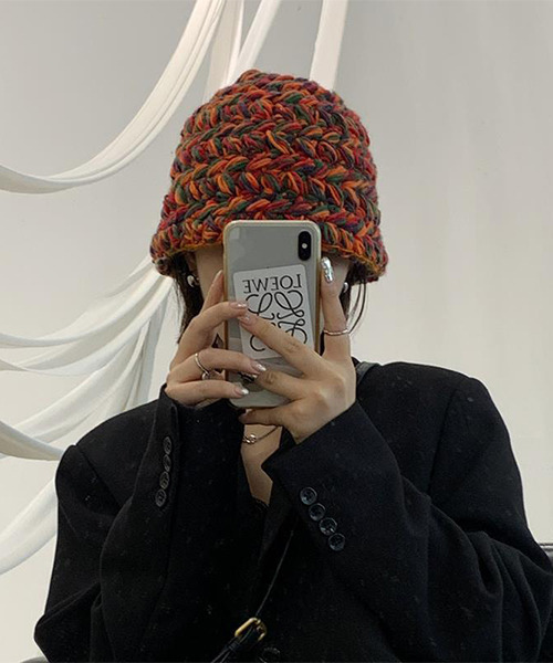 c.u.l（シーユーエル）の「ミックスカラー ニットバケットハット cula449（ハット・レディース・オレンジ系その他/ピンク系その他・FREE）」の6枚目の写真