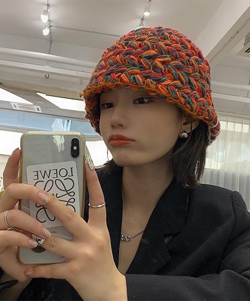 c.u.l（シーユーエル）の「ミックスカラー ニットバケットハット cula449（ハット・レディース・オレンジ系その他/ピンク系その他・FREE）」の7枚目の写真