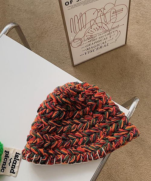 c.u.l（シーユーエル）の「ミックスカラー ニットバケットハット cula449（ハット・レディース・オレンジ系その他/ピンク系その他・FREE）」の10枚目の写真