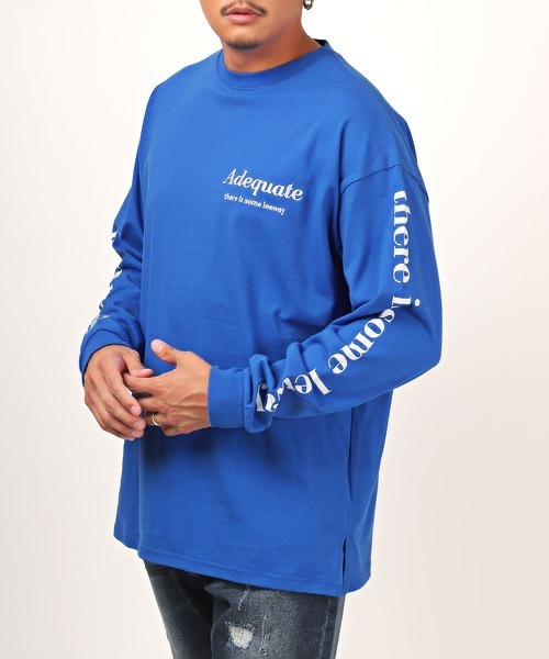 LUXSTYLE(ラグスタイル)の「袖ロゴプリントロンT(Tシャツ/カットソー・メンズ・ホワイト/ブラック/ブルー/グリーン・L/M)」の4枚目の写真
