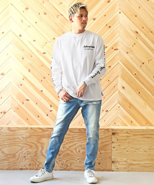 LUXSTYLE(ラグスタイル)の「袖ロゴプリントロンT(Tシャツ/カットソー・メンズ・ホワイト/ブラック/ブルー/グリーン・L/M)」の7枚目の写真