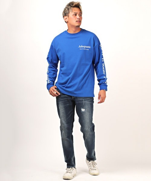 LUXSTYLE(ラグスタイル)の「袖ロゴプリントロンT(Tシャツ/カットソー・メンズ・ホワイト/ブラック/ブルー/グリーン・L/M)」の9枚目の写真