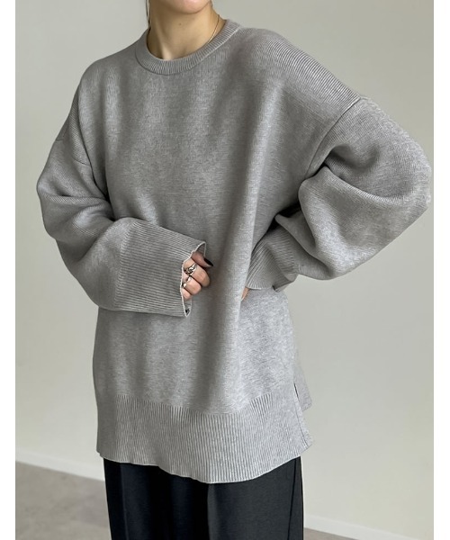 Re:EDIT（リエディ）の「ミラノリブスウェットニットプルオーバー（ニット/セーター・レディース・アイボリー/ブラック/グレイッシュベージュ/パープル/グリーン/ブルー/イエロー/グレー/アイボリー系/ピンク・MEDIUM/LARGE）」の13枚目の写真