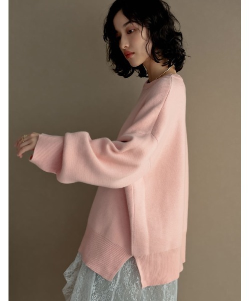 Re:EDIT（リエディ）の「ミラノリブスウェットニットプルオーバー（ニット/セーター・レディース・アイボリー/ブラック/グレイッシュベージュ/パープル/グリーン/ブルー/イエロー/グレー/アイボリー系/ピンク・MEDIUM/LARGE）」の17枚目の写真