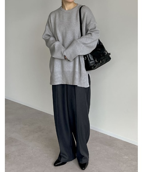 Re:EDIT（リエディ）の「ミラノリブスウェットニットプルオーバー（ニット/セーター・レディース・アイボリー/ブラック/グレイッシュベージュ/パープル/グリーン/ブルー/イエロー/グレー/アイボリー系/ピンク・MEDIUM/LARGE）」の11枚目の写真