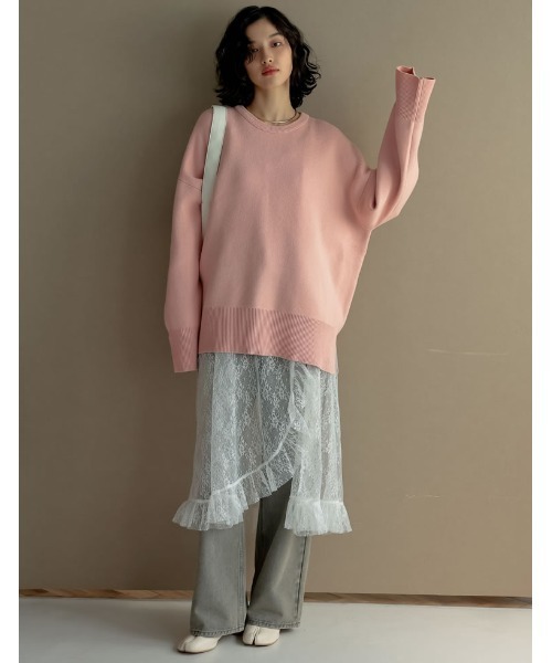 Re:EDIT（リエディ）の「ミラノリブスウェットニットプルオーバー（ニット/セーター・レディース・アイボリー/ブラック/グレイッシュベージュ/パープル/グリーン/ブルー/イエロー/グレー/アイボリー系/ピンク・MEDIUM/LARGE）」の15枚目の写真