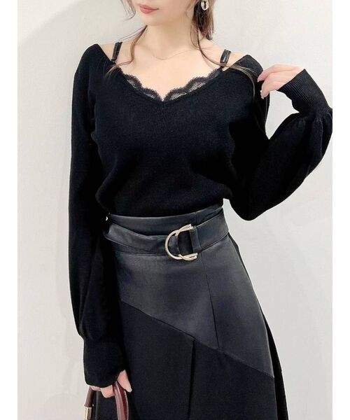 RESEXXY(リゼクシー)の「レースキャミセットニットトップス(ニット/セーター・レディース・ホワイト/ブラック/ベージュ/ブラウン・FREE)」の2枚目の写真