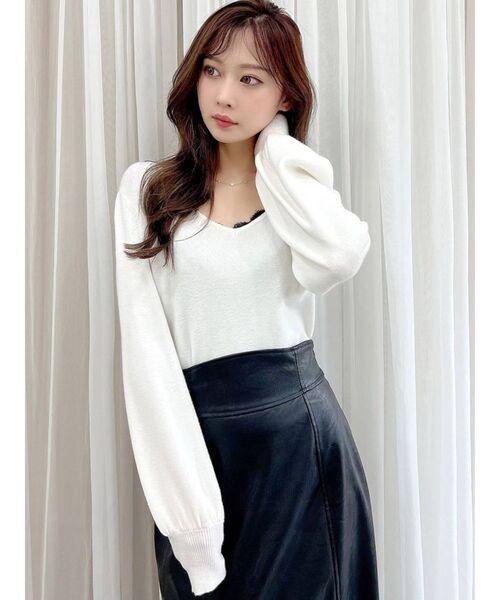 RESEXXY(リゼクシー)の「レースキャミセットニットトップス(ニット/セーター・レディース・ホワイト/ブラック/ベージュ/ブラウン・FREE)」の6枚目の写真