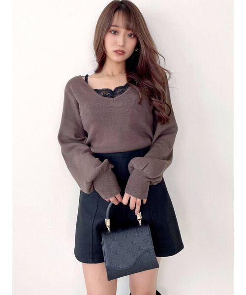 RESEXXY(リゼクシー)の「レースキャミセットニットトップス(ニット/セーター・レディース・ホワイト/ブラック/ベージュ/ブラウン・FREE)」の10枚目の写真