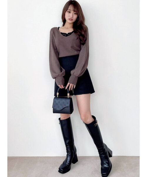 RESEXXY(リゼクシー)の「レースキャミセットニットトップス(ニット/セーター・レディース・ホワイト/ブラック/ベージュ/ブラウン・FREE)」の12枚目の写真