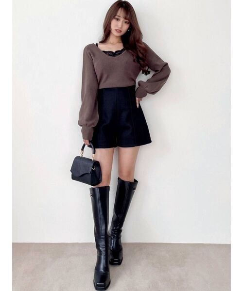 RESEXXY(リゼクシー)の「レースキャミセットニットトップス(ニット/セーター・レディース・ホワイト/ブラック/ベージュ/ブラウン・FREE)」の13枚目の写真