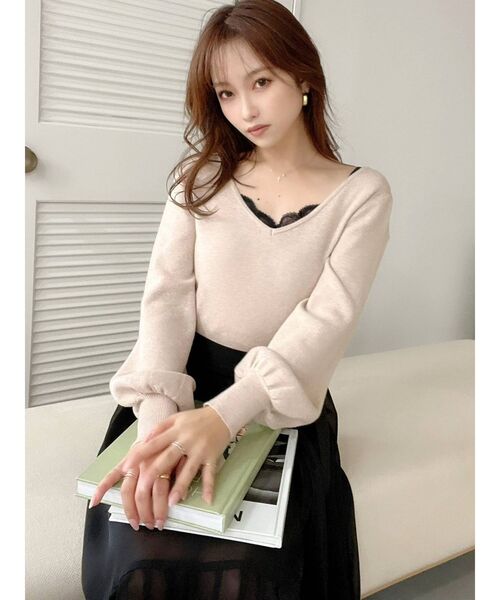 RESEXXY(リゼクシー)の「レースキャミセットニットトップス(ニット/セーター・レディース・ホワイト/ブラック/ベージュ/ブラウン・FREE)」の14枚目の写真