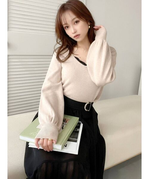 RESEXXY(リゼクシー)の「レースキャミセットニットトップス(ニット/セーター・レディース・ホワイト/ブラック/ベージュ/ブラウン・FREE)」の16枚目の写真