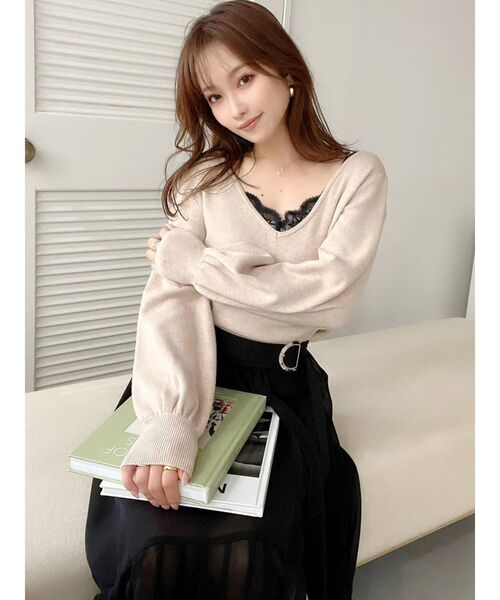 RESEXXY(リゼクシー)の「レースキャミセットニットトップス(ニット/セーター・レディース・ホワイト/ブラック/ベージュ/ブラウン・FREE)」の17枚目の写真